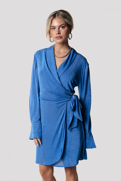 Colourful Rebel Dorin Uni Wrap Dress | Vallarta Blue 8720867043010