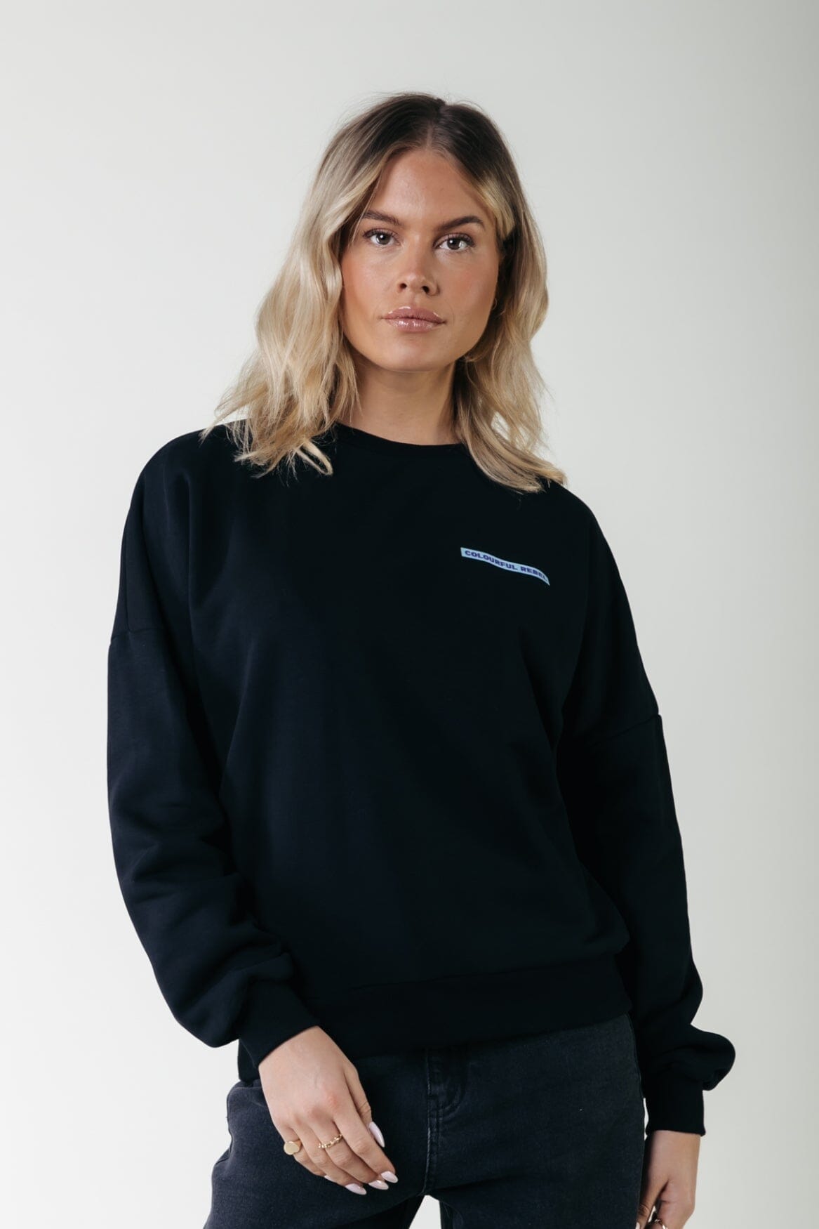 Colourful Rebel Faded Flower Sweat | Black 