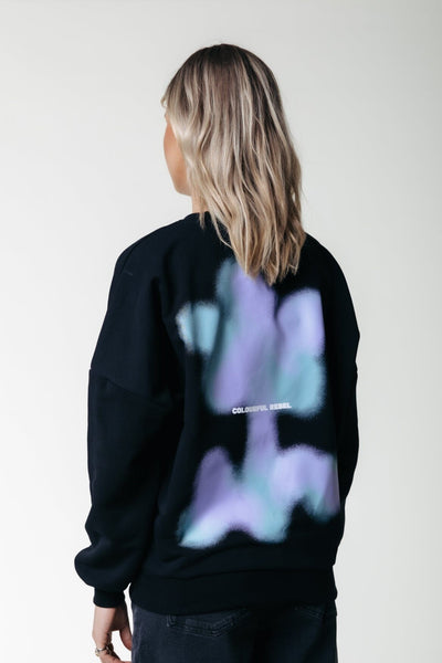 Colourful Rebel Faded Flower Sweat | Black 8720867052241