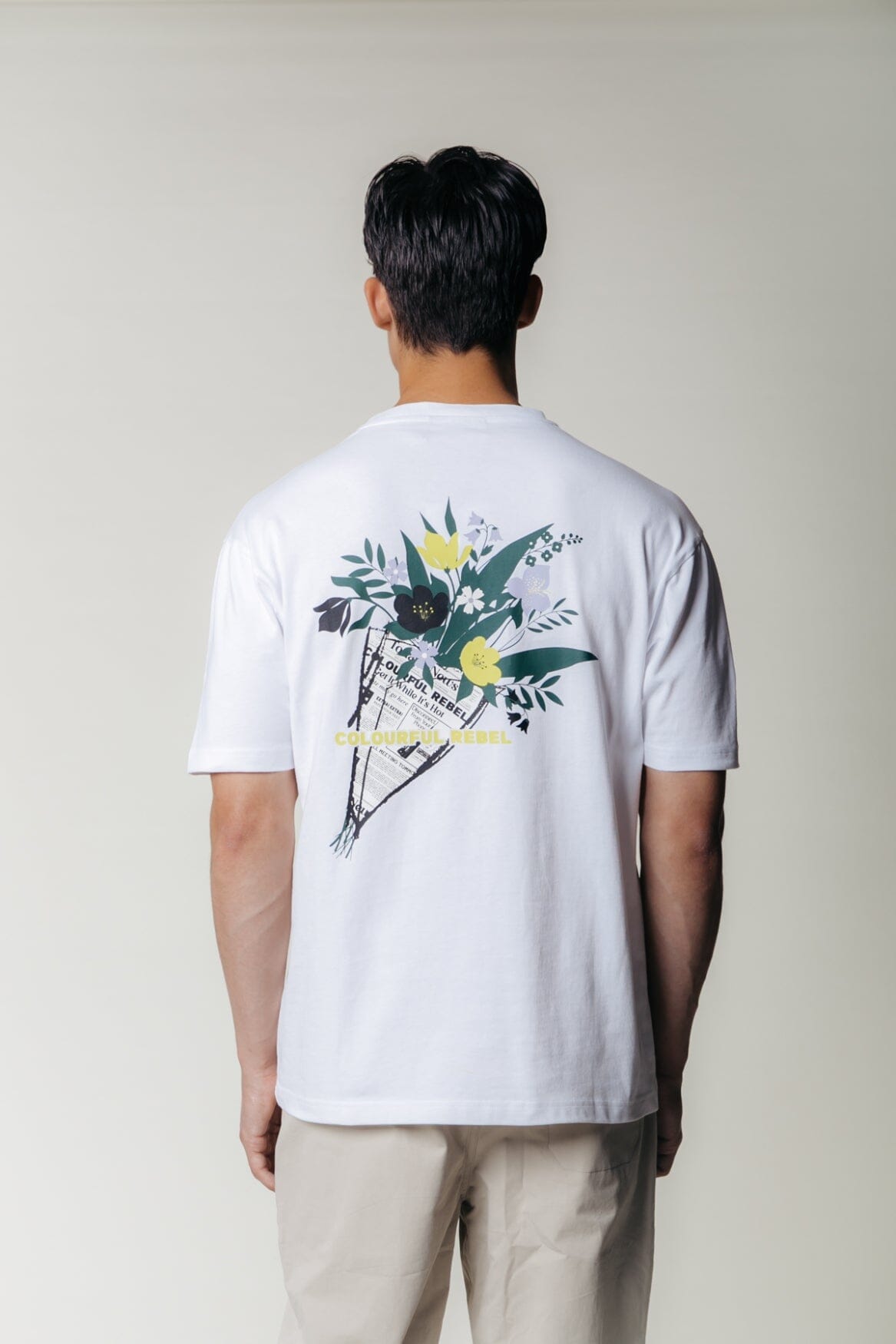 Colourful Rebel Flower Bouquet Basic Tee | White 8720867018117