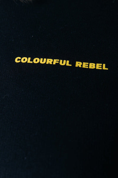 Colourful Rebel Flower Cropped Raw Edge Hoodie | Black 