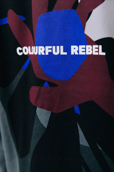 Colourful Rebel Flower Hand Relaxed Clean Hoodie | Grey army 