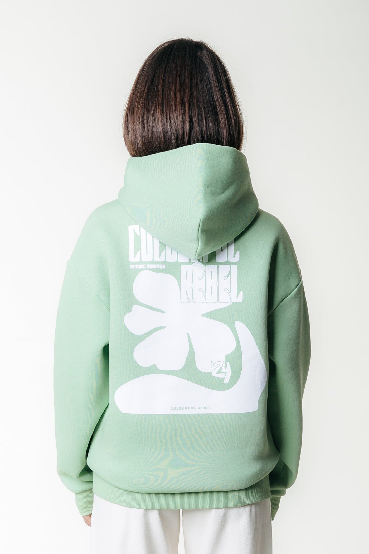 Colourful Rebel Flower Hoodie | Soft Green 