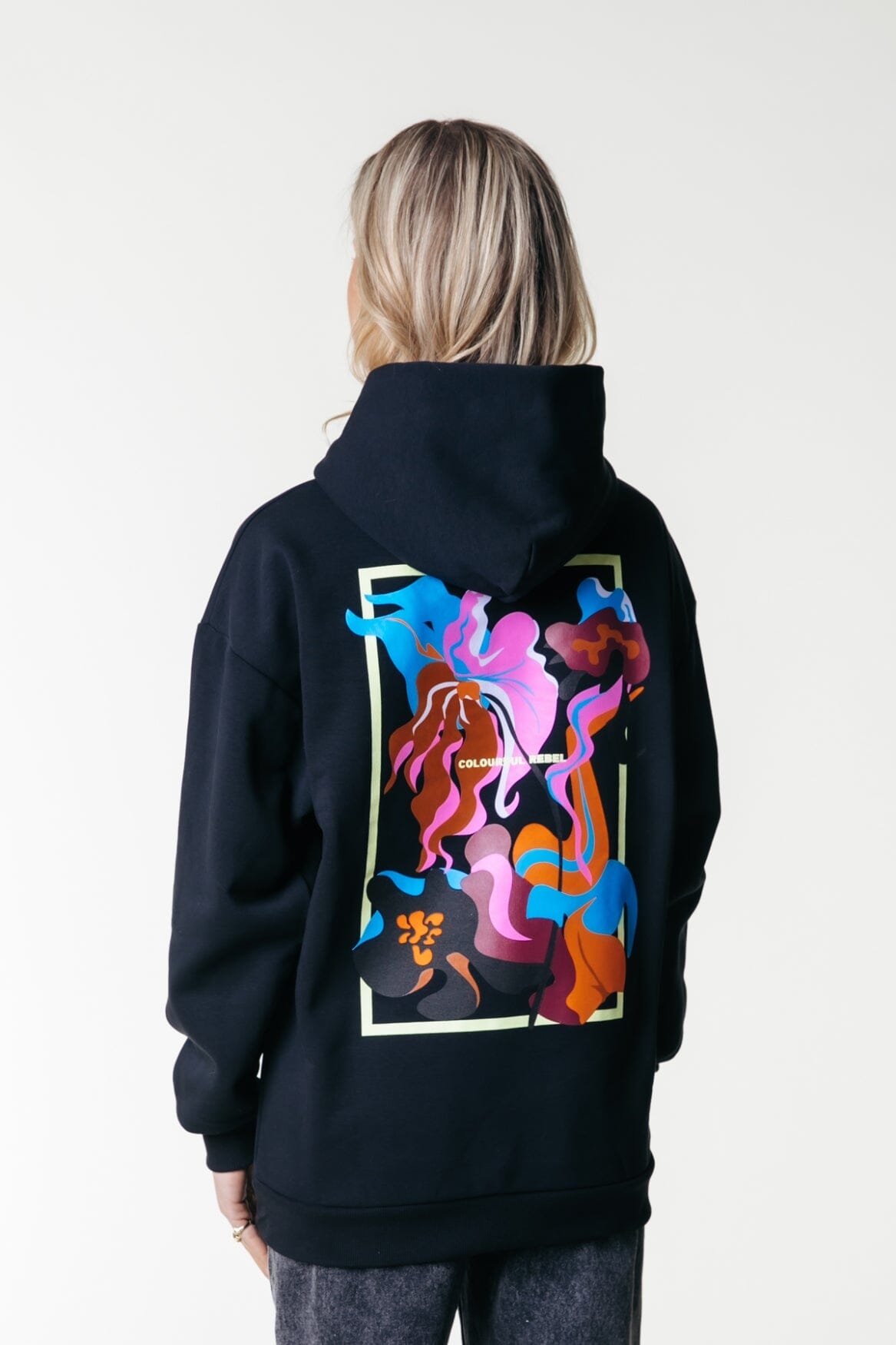 Colourful Rebel Flower Shapes Clean Hoodie | Black 8720867028178