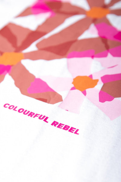 Colourful Rebel Flower Square Boxy Tee | Standard white 