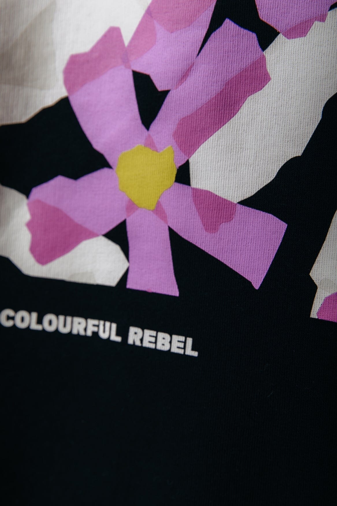 Colourful Rebel Flower Square Hoodie | Black 