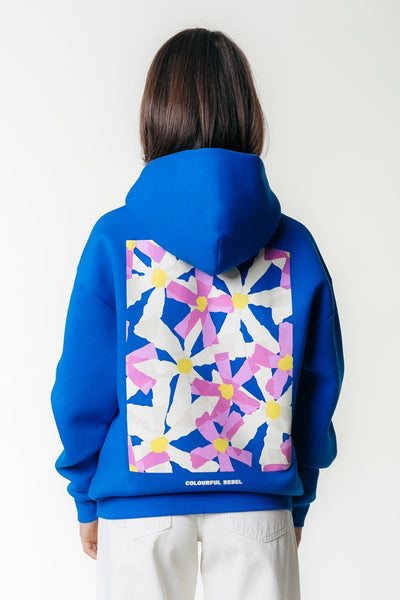 Colourful Rebel Flower Square Hoodie | Blue 