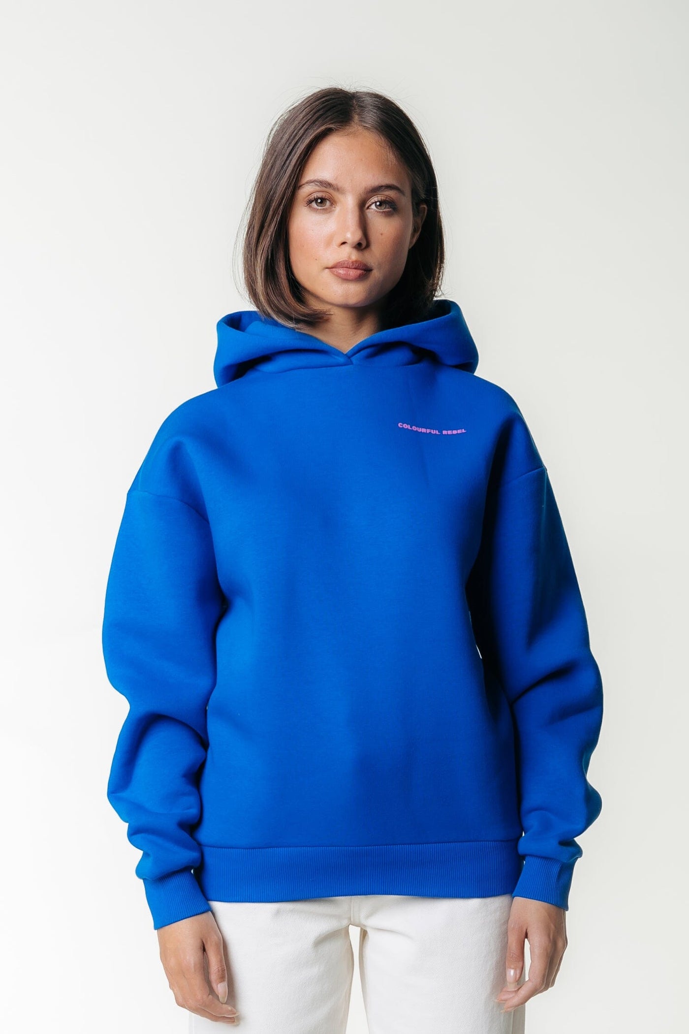 Colourful Rebel Flower Square Hoodie | Blue 