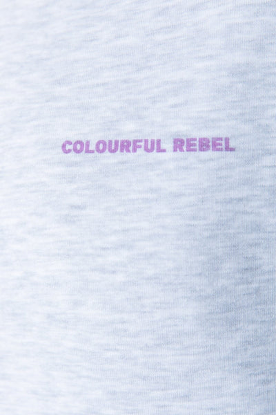 Colourful Rebel Flower World Tour Dropped Shoulder Sweat | Light grey melange 