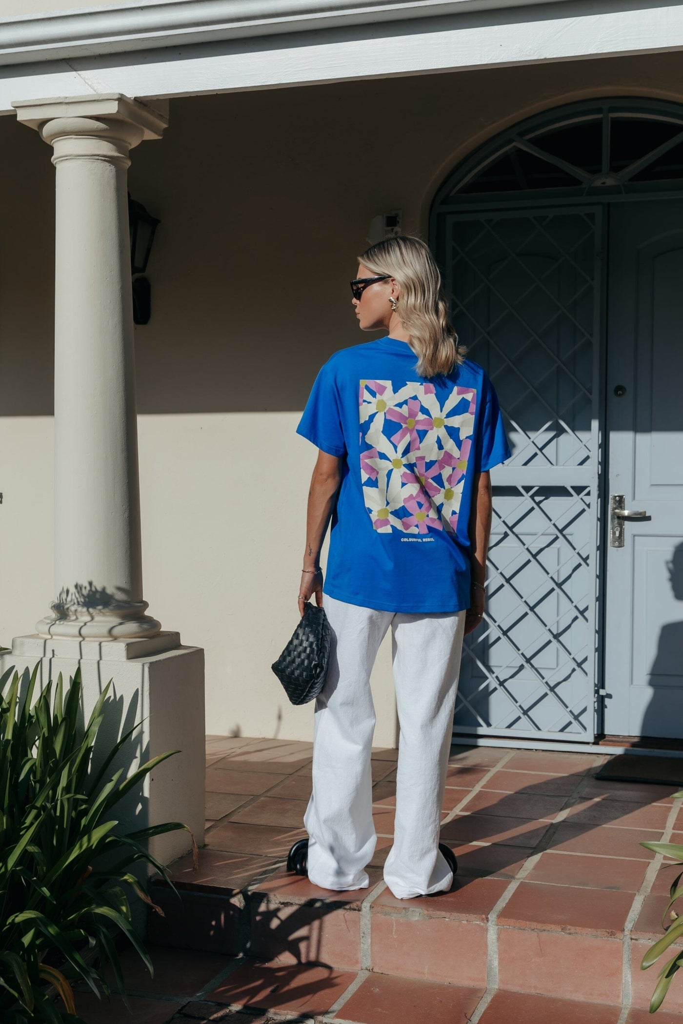 Colourful Rebel Flowers Square T-shirt | Bold Blue 