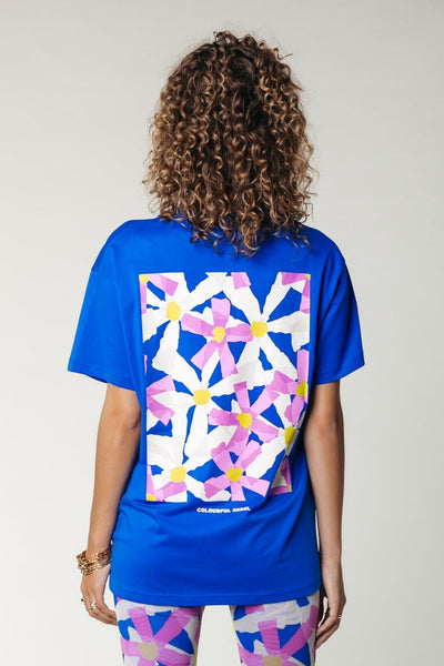 Colourful Rebel Flowers Square T-shirt | Bold Blue 8720867036432