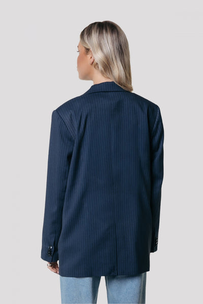 Colourful Rebel Gemma Pinstripe Blazer | Dark blue 