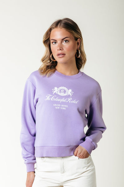 Colourful Rebel Grand Hotel Dropped Shoulder Sweat | Light lilac 