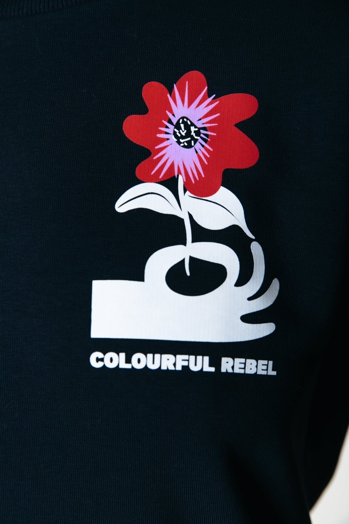 Colourful Rebel Hand Flower Relaxed Sweat | Black 