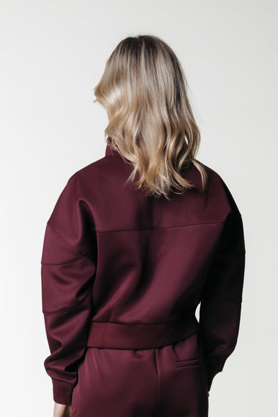 Colourful Rebel Ilena Zipped Dropped Shoulder Pull | Port Red 