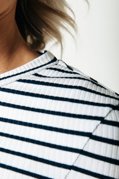 Colourful Rebel Jessie Stripe Rib Long Sleeve Top | Navy 