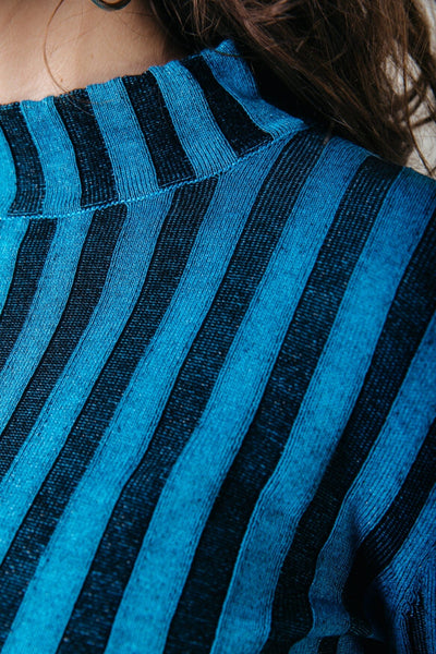Colourful Rebel Jewel Striped Knit Top | Light Ocean Blue 