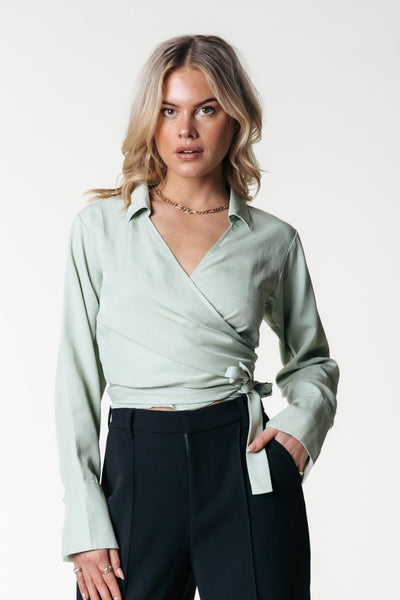 Colourful Rebel Jusa Wrap Top | Soft Green 8720867022626