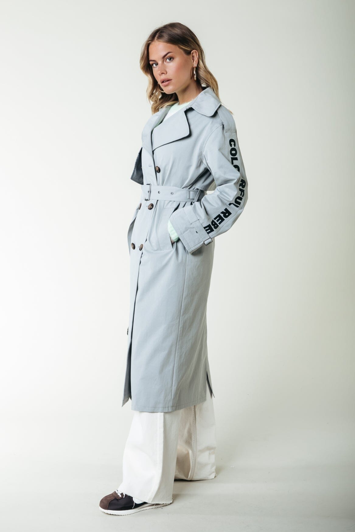 Colourful Rebel Kaia Branded Trenchcoat | Grey 