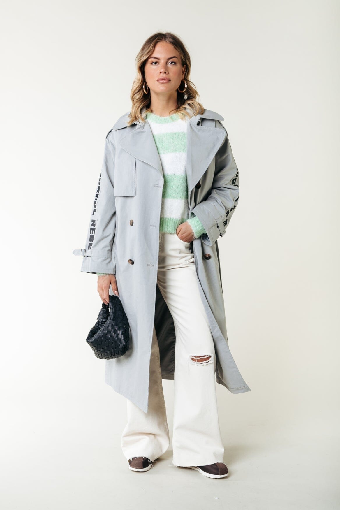 Colourful Rebel Kaia Branded Trenchcoat | Grey 8720867054030