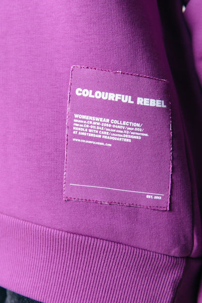 Colourful Rebel Label Clean Hoodie | Violet Pink 