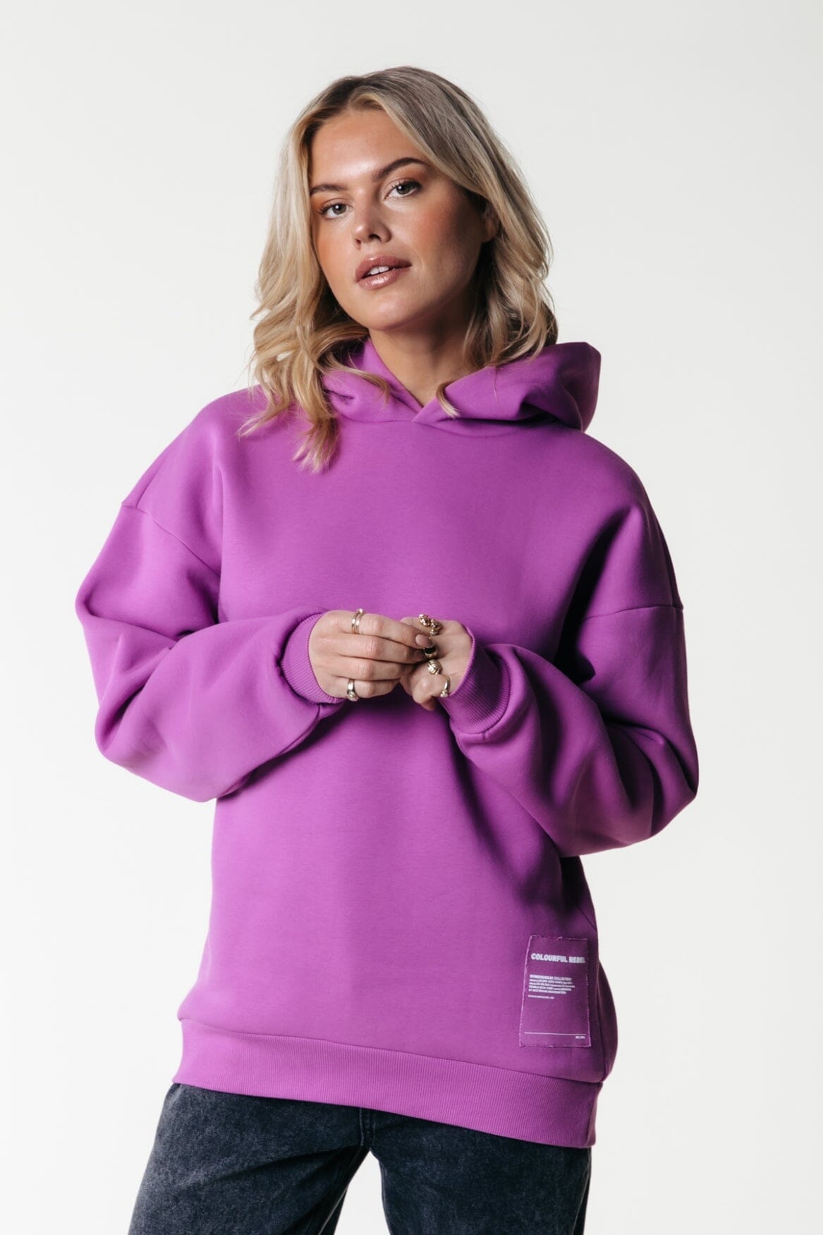 Colourful Rebel Label Clean Hoodie | Violet Pink 8720867028314