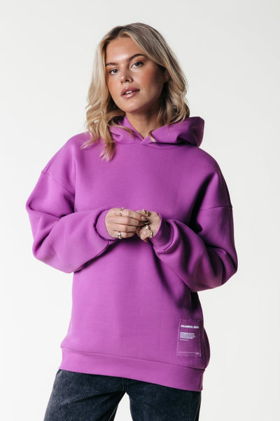 Colourful Rebel Label Clean Hoodie | Violet Pink 8720867028314