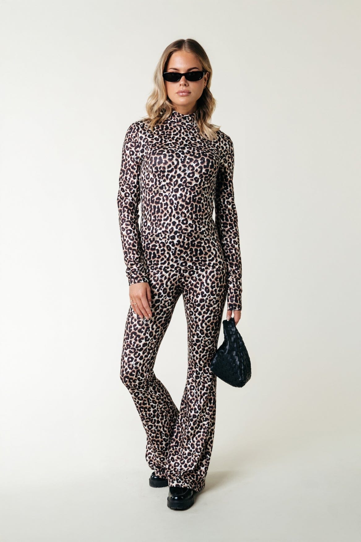 Colourful Rebel Leopard Peached Extra Flare Pants | Brown 8720867054641