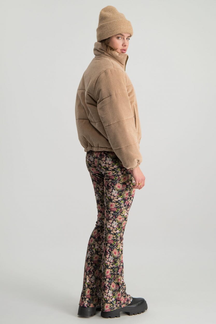 Colourful Rebel Lili Rib Puffer Jacket | Taupe 