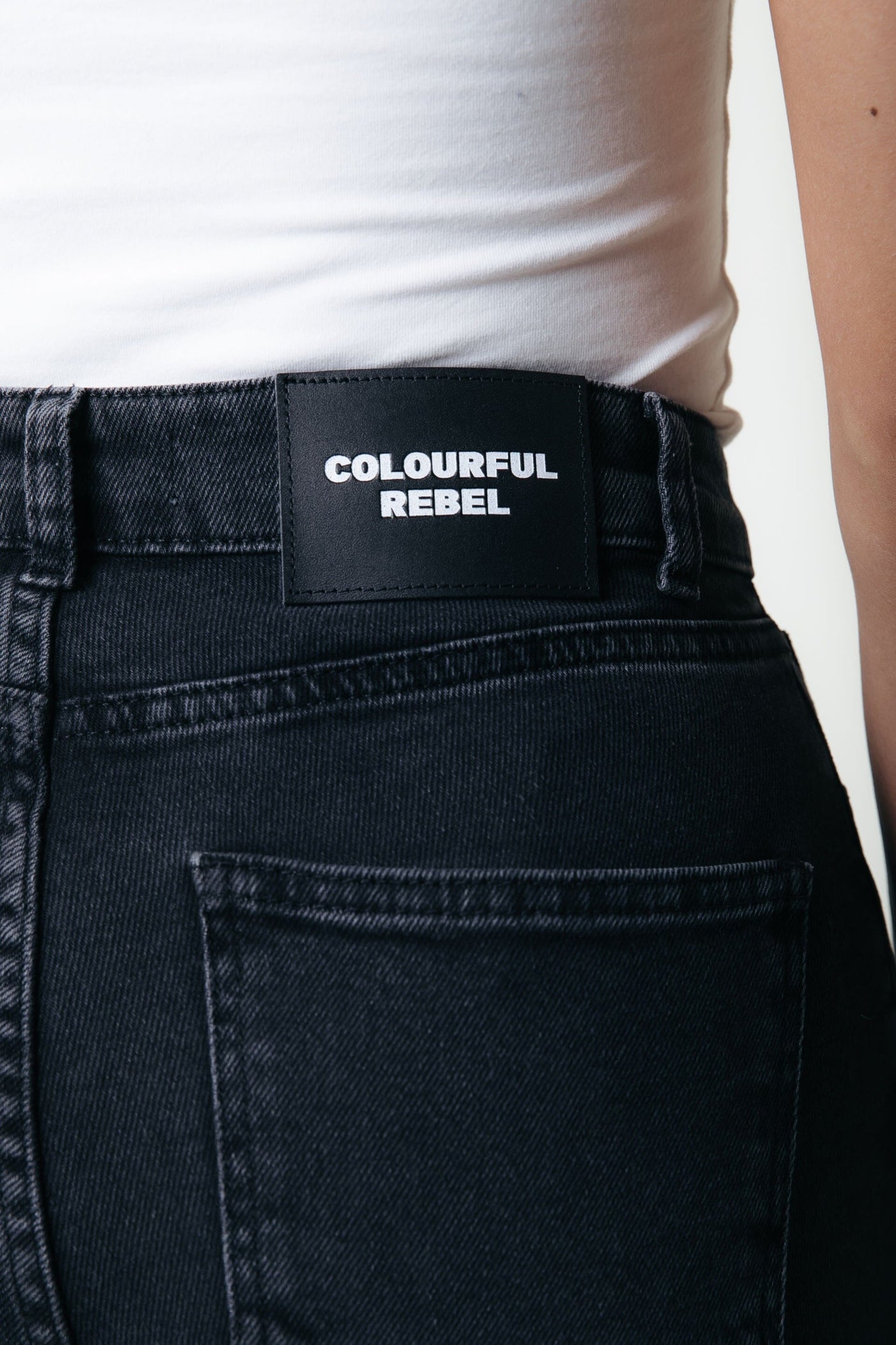 Colourful Rebel Livia High Rise Slit Denim Pants | Dark grey denim 