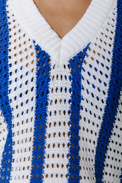 Colourful Rebel Lizza Crochet Sweater | Deep blue 