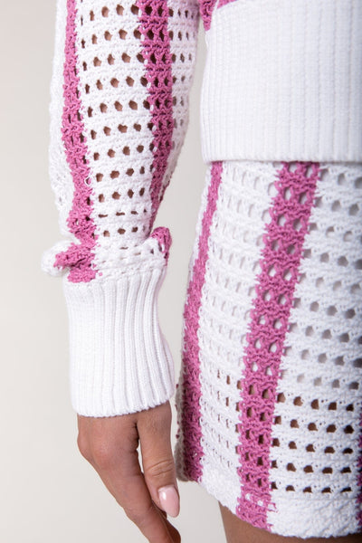 Colourful Rebel Lizza Crochet Sweater | Medium pink 