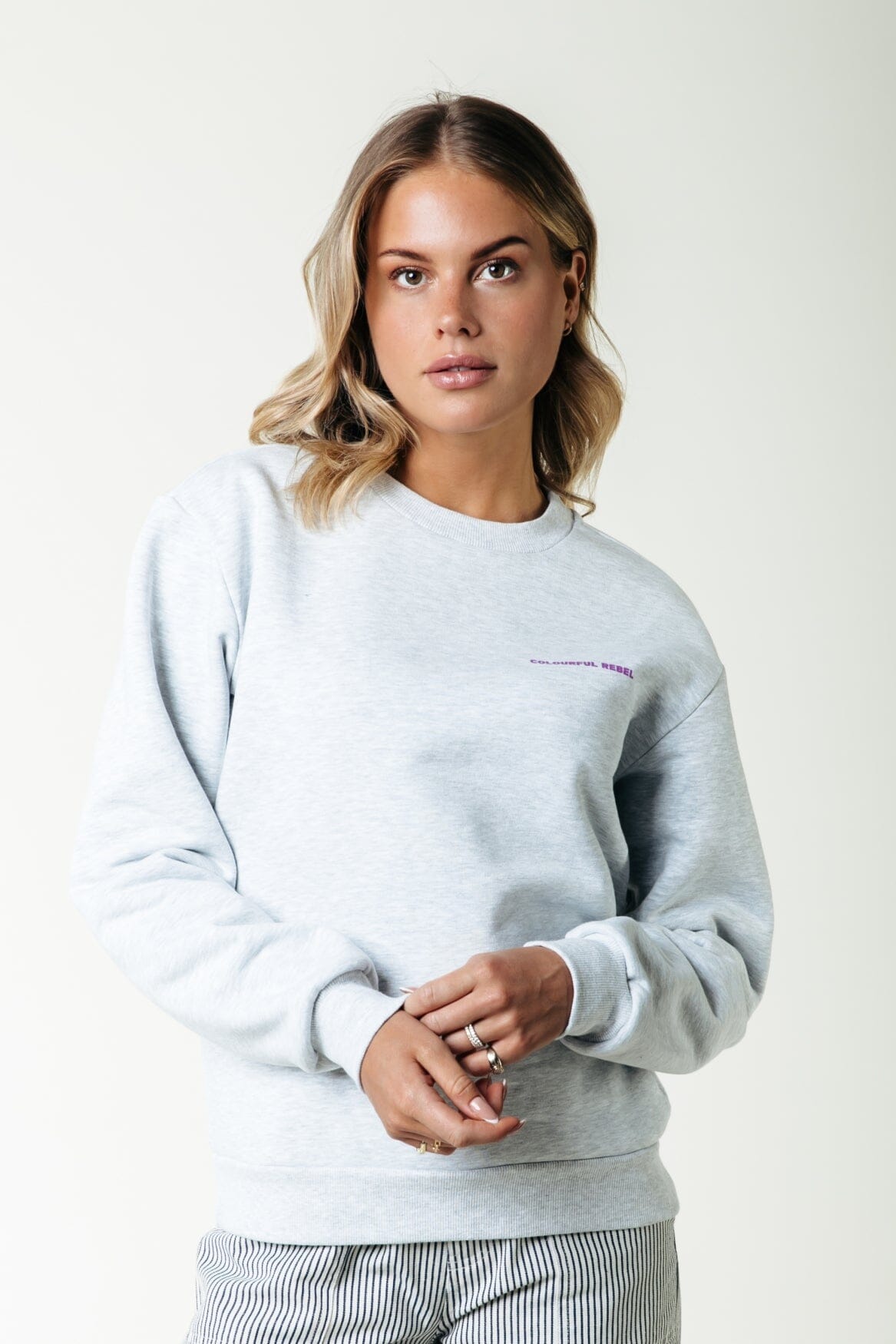 Colourful Rebel Logo Circle Relaxed Sweat | Light grey melange 