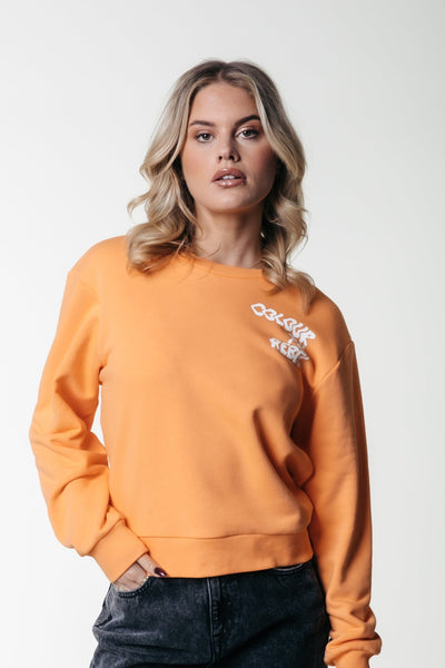 Colourful Rebel Logo Wave Relaxed Sweat | Tangerine 8720867020783