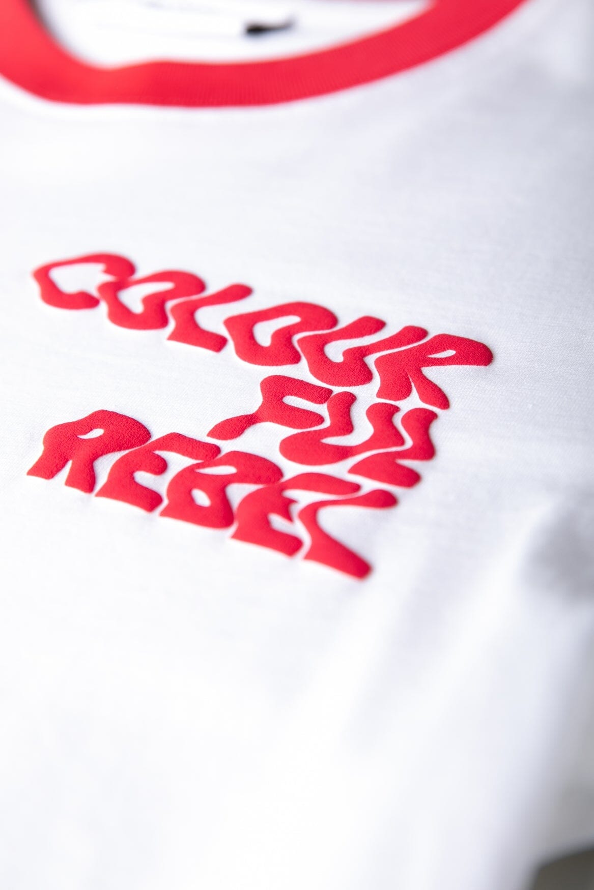 Colourful Rebel Logo Wave Ringer Boxy Tee | Standard white 