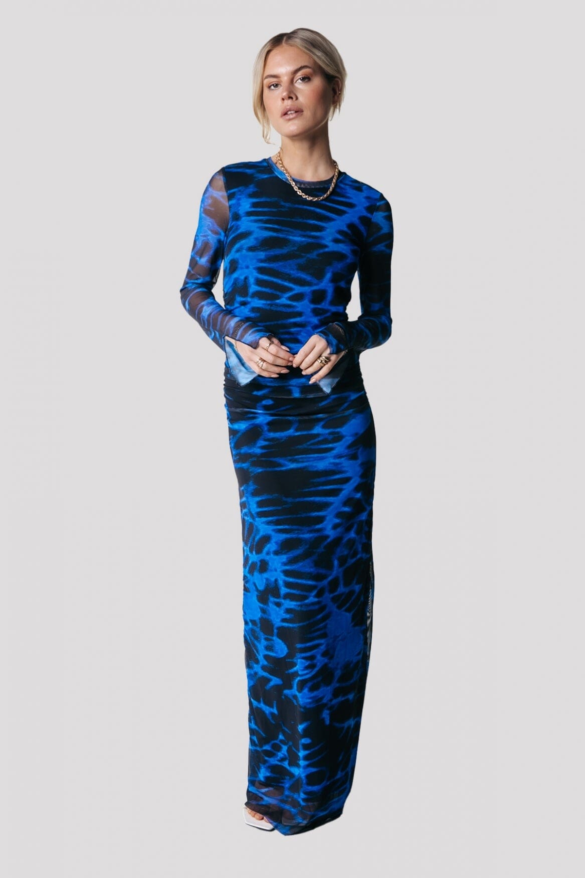 Colourful Rebel Maude Animal Mesh Dress | Deep blue 8720867043669