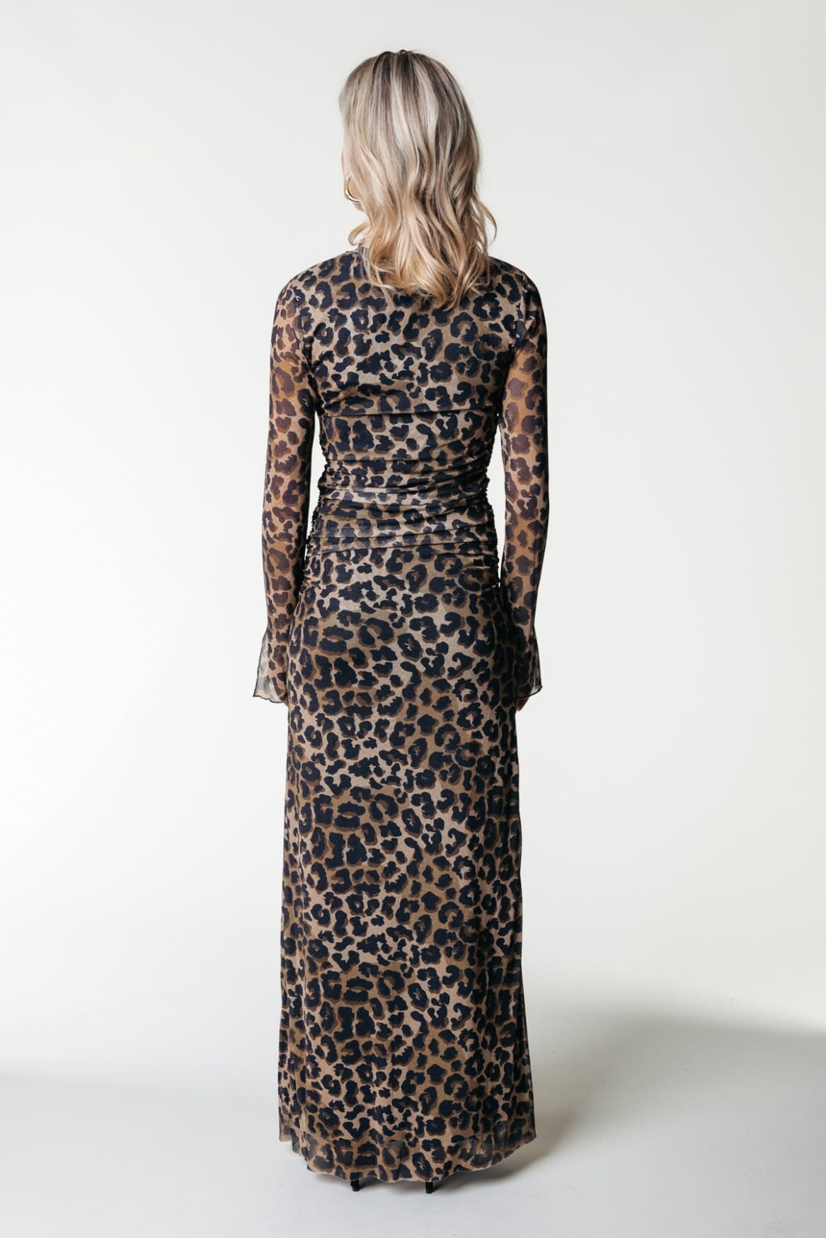 Colourful Rebel Maude Leopard Mesh Maxi Dress LS | Warm Brown 