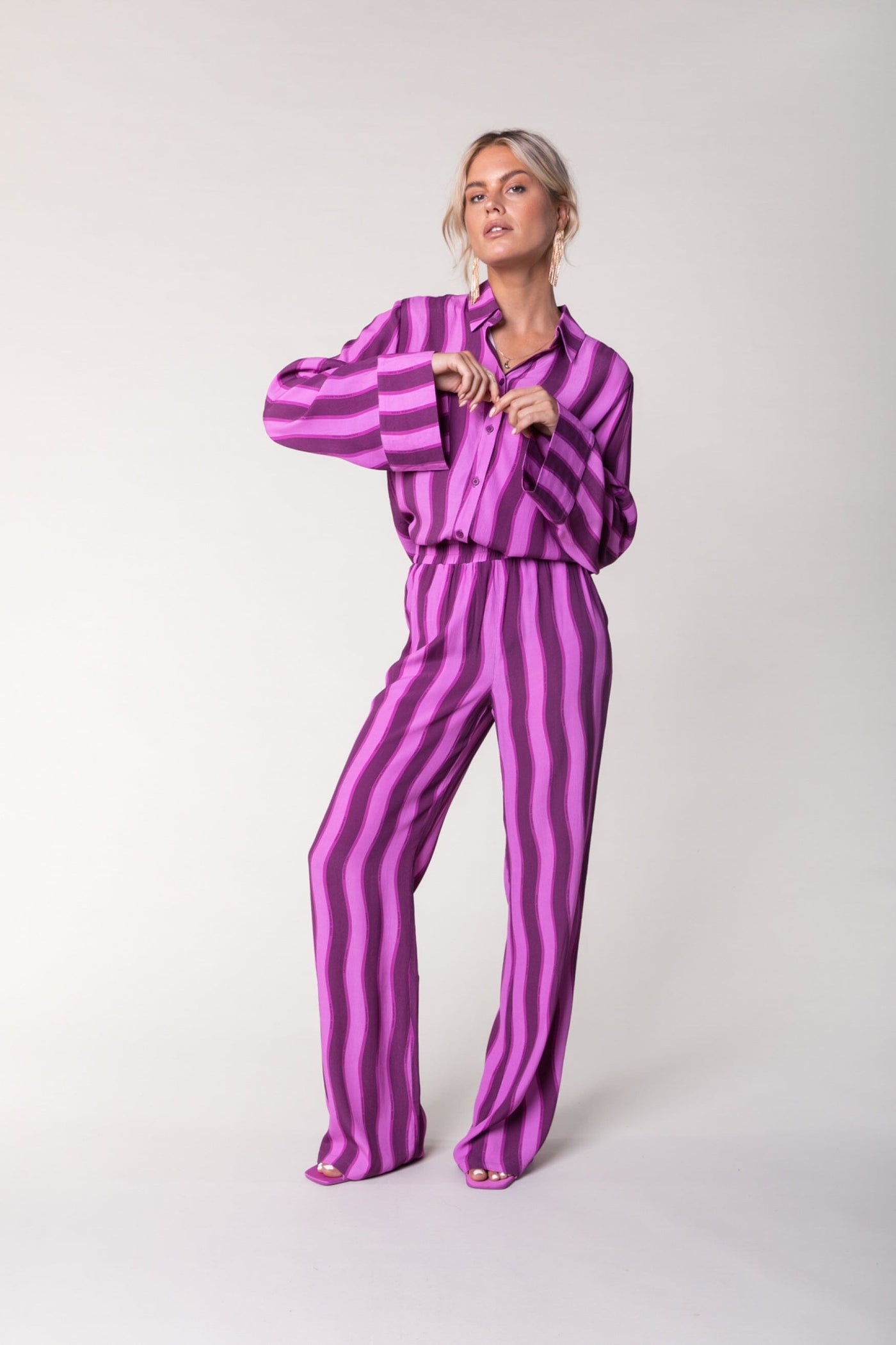 Colourful Rebel Melody Stripes Straight Pants | Purple 8720867037552