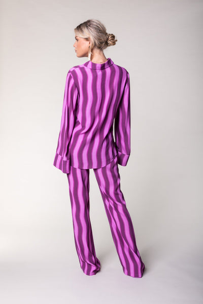 Colourful Rebel Melody Stripes Straight Pants | Purple 