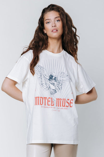 Colourful Rebel Motel Muse Tee | Off white 8720603284882