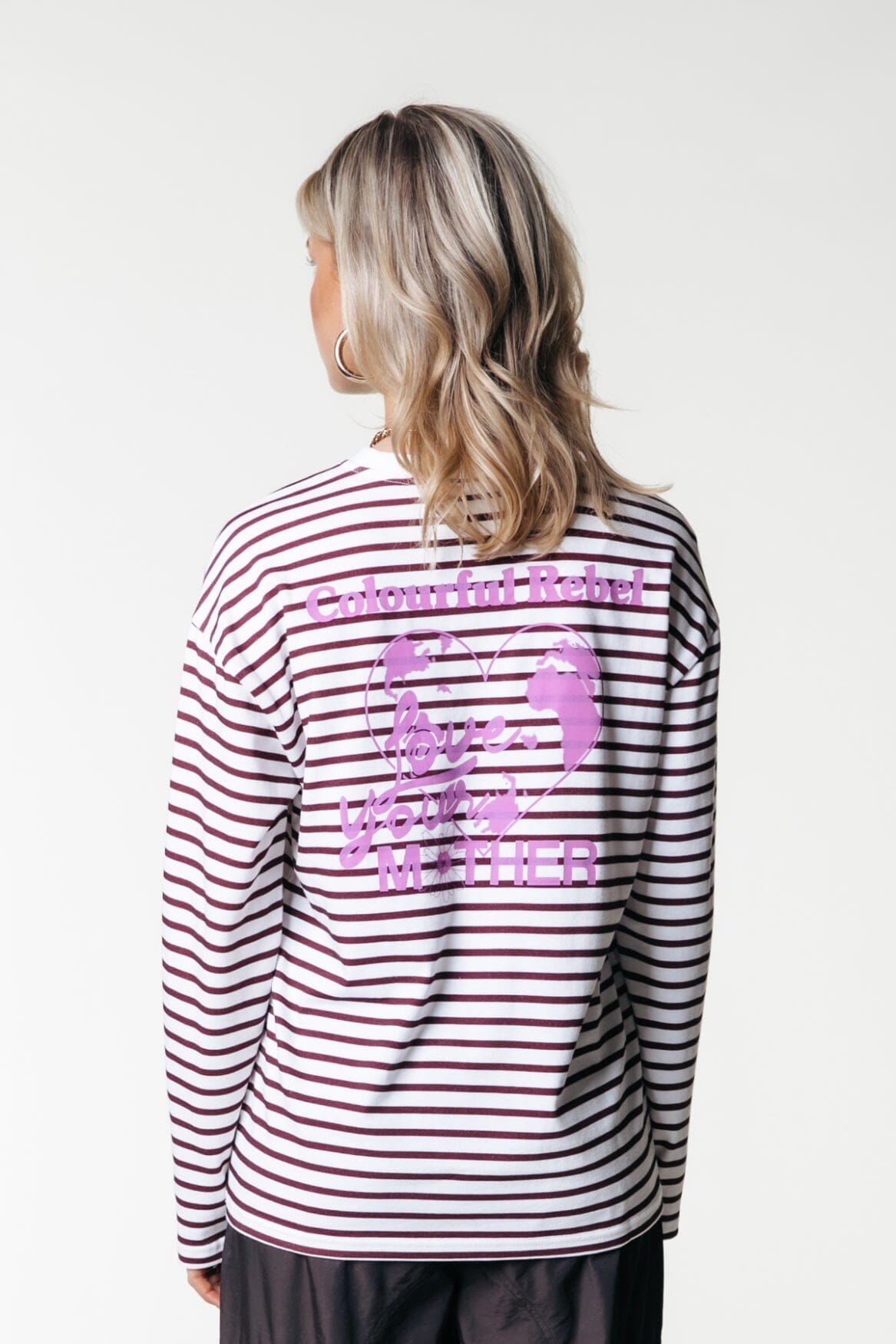 Colourful Rebel Mother Earth Stripe Longsleeve Tee | Port Red 8720867041481