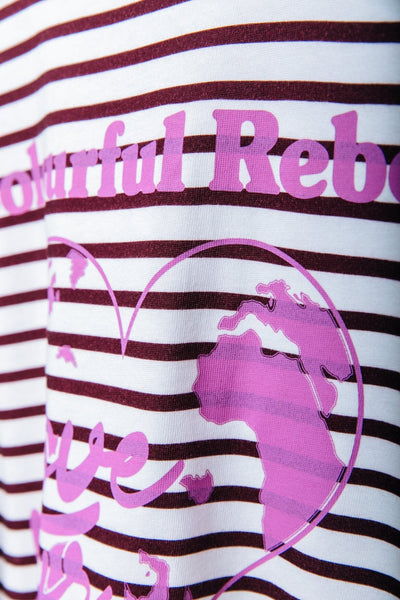 Colourful Rebel Mother Earth Stripe Longsleeve Tee | Port Red 