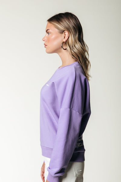 Colourful Rebel Multi Racer Logos Dropped Shoulder Sweat | Light lilac 