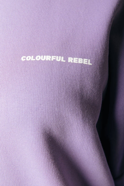 Colourful Rebel Multi Racer Logos Dropped Shoulder Sweat | Light lilac 