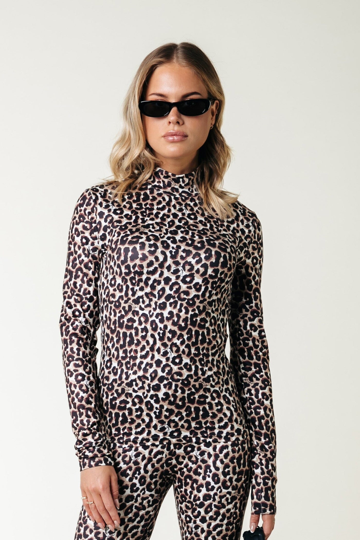 Colourful Rebel Neyo Leopard Peached Turtleneck Top | Brown 8720867054801