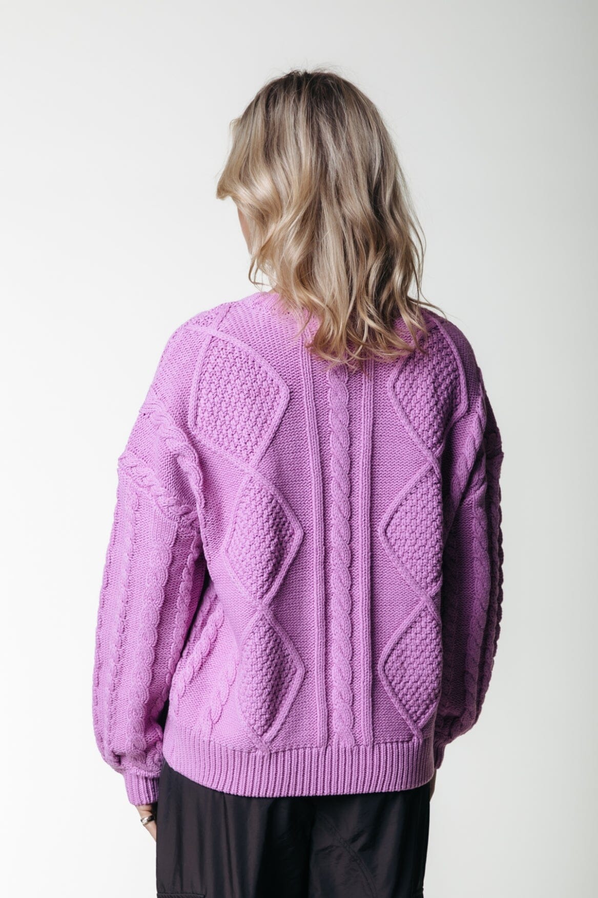 Colourful Rebel Olivia Cable Knitwear Sweater | Violet Pink 