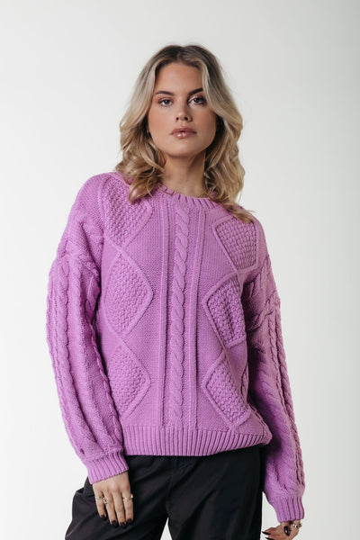 Colourful Rebel Olivia Cable Knitwear Sweater | Violet Pink 8720867044727