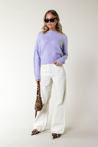 Colourful Rebel Olivia Crewneck Knitted Sweater | Pastel Lilac 