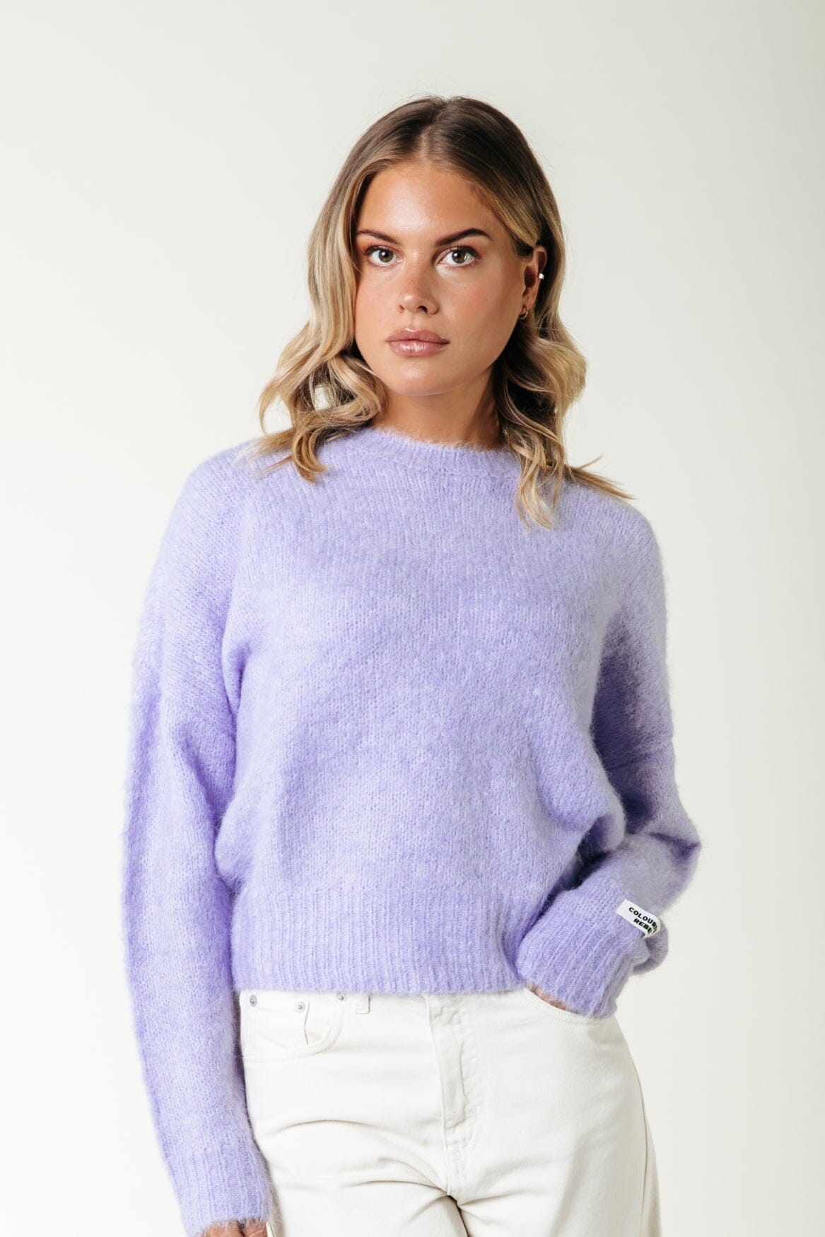 Colourful Rebel Olivia Crewneck Knitted Sweater | Pastel Lilac 8720867042723