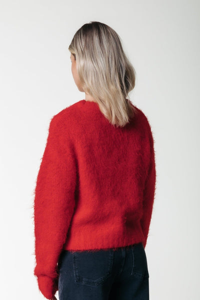 Colourful Rebel Olivia Crewneck Knitted Sweater | Scarlet Red 